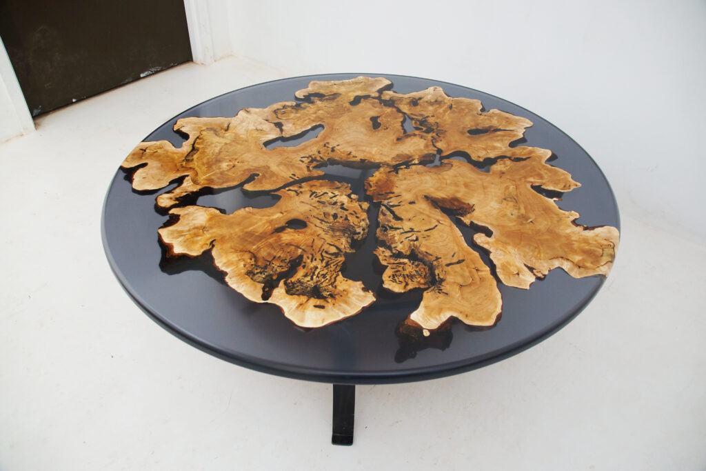 Translucent Black Epoxy Maple Burl Coffee Table 3