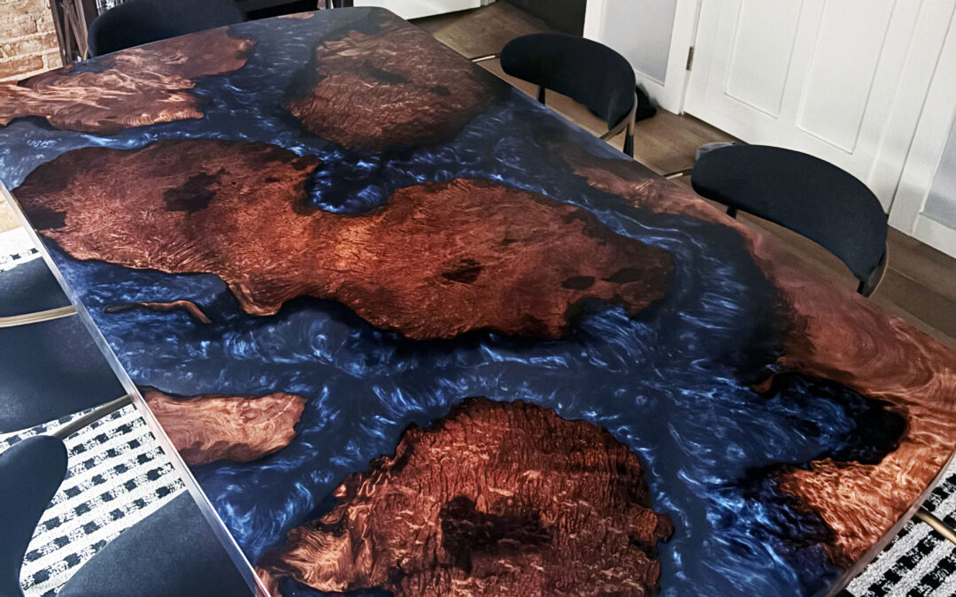 Redwood Epoxy Resin Dining Room Table
