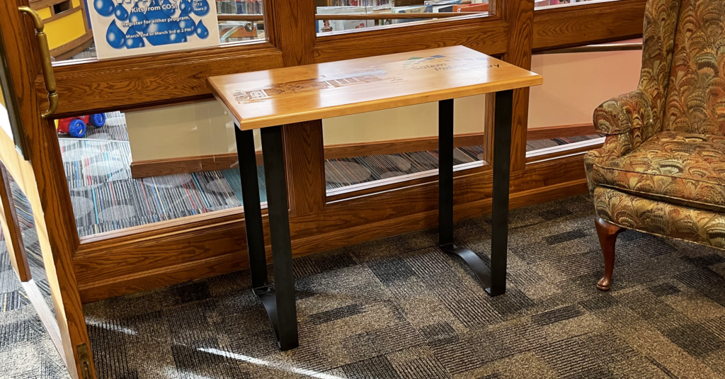 http://Laser%20Etched%20Accent%20Table%20For%20Salem%20Public%20Library%202