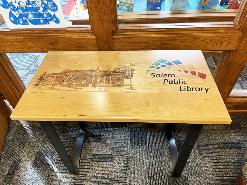 http://Laser%20Etched%20Accent%20Table%20For%20Salem%20Public%20Library%201