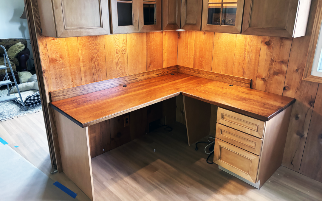 Hickory L-Shaped Desktop