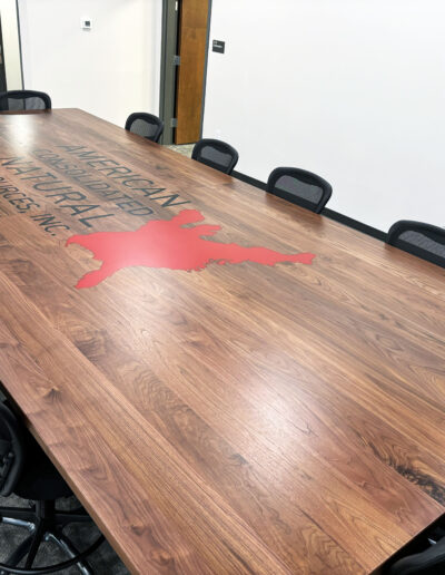 Large Walnut Conference Table With CNC Logo 8