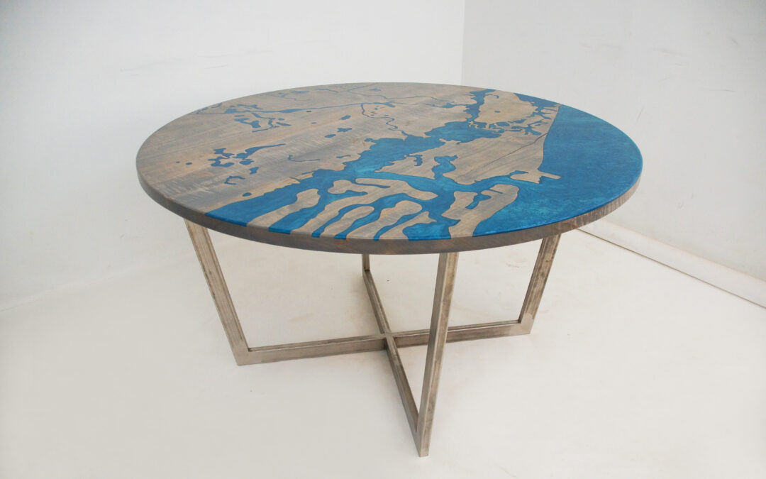 Round Epoxy Tabletop With CNC Carving of Naples Florida