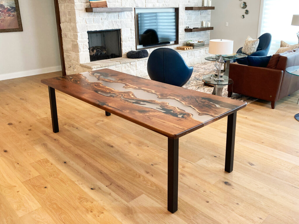 http://Distressed%20Walnut%20River%20Dining%20Table%20With%20Clear%20Epoxy%2011