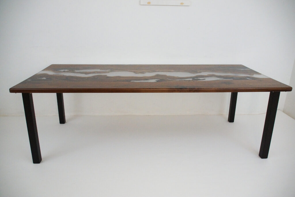 http://Distressed%20Walnut%20River%20Dining%20Table%20With%20Clear%20Epoxy%202