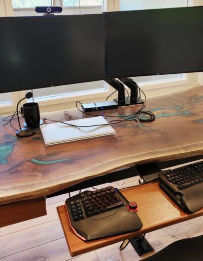 uplift live edge desk with green epoxy walnut wood 1696