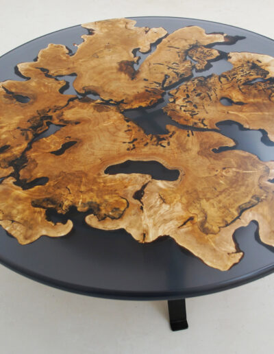 Translucent Black Epoxy & Maple Burl Coffee Table 6