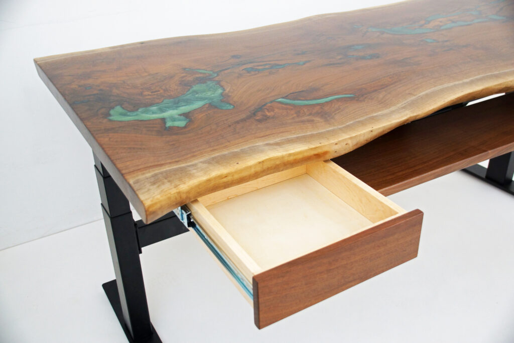 http://Uplift%20Live%20Edge%20Desk%20With%20Green%20Epoxy%20&%20Walnut%20Wood%203