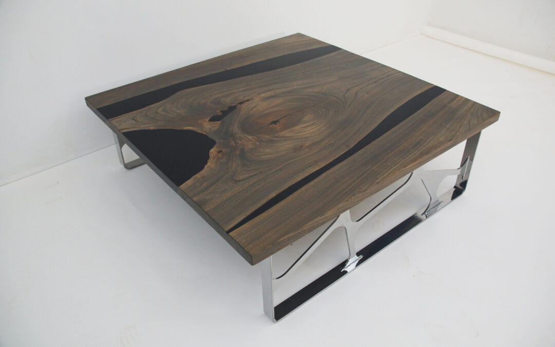 Black Epoxy & Grey Walnut Coffee Table
