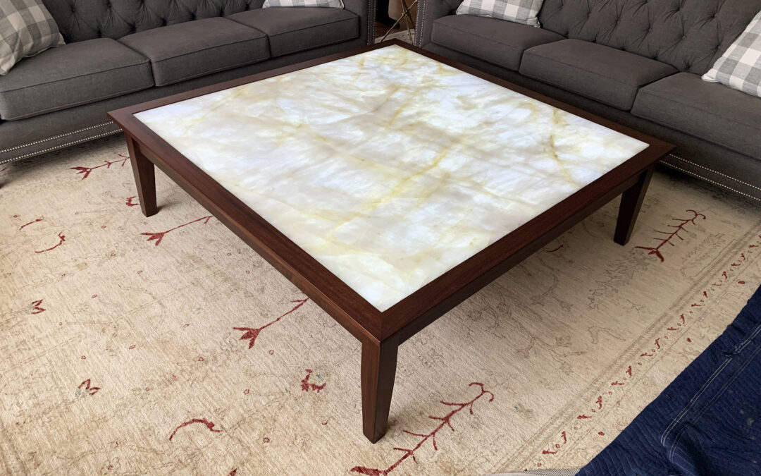 Crystal Top Coffee Table With LED Lights