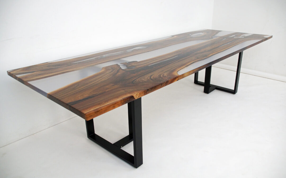Large Walnut Clear Epoxy River Table