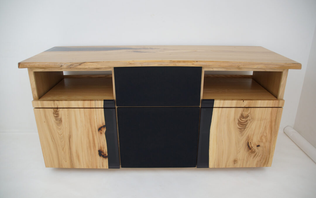 Translucent Black Epoxy & Elm Entertainment Center