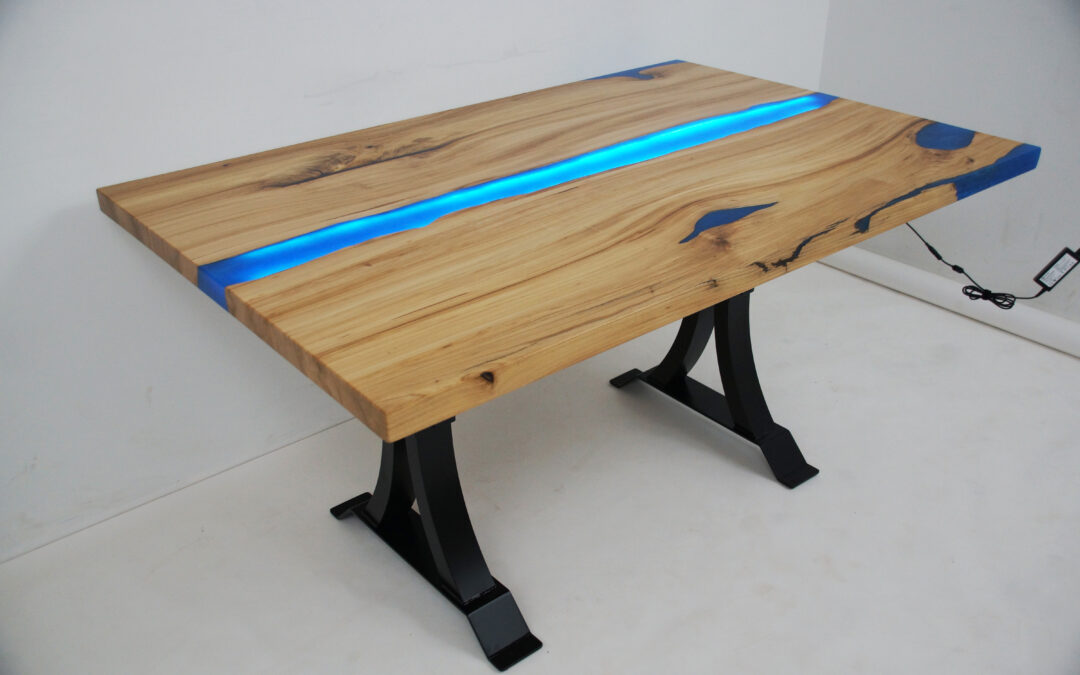 Blue Epoxy & LED Dining Table