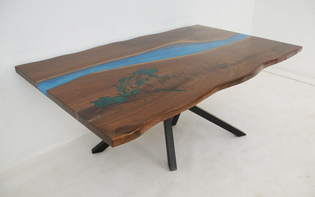 Live Edge Walnut Dining Table With CNC