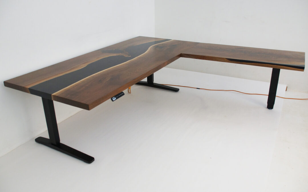 L-Shaped Standing Desk With Uplift Base