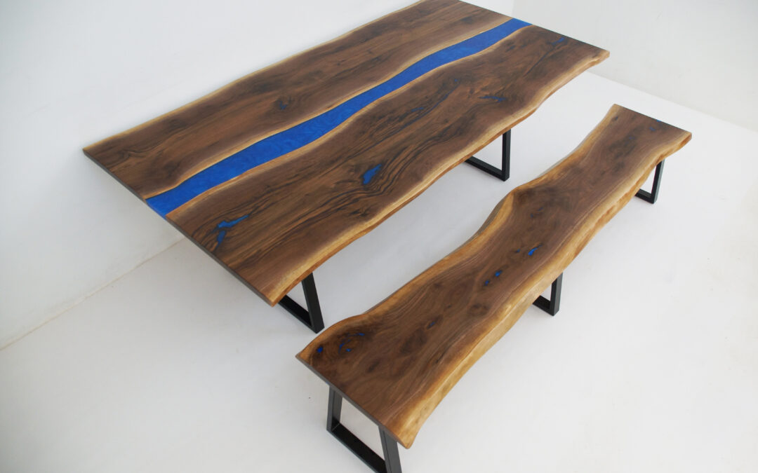 Matching Live Edge Dining Table and Bench