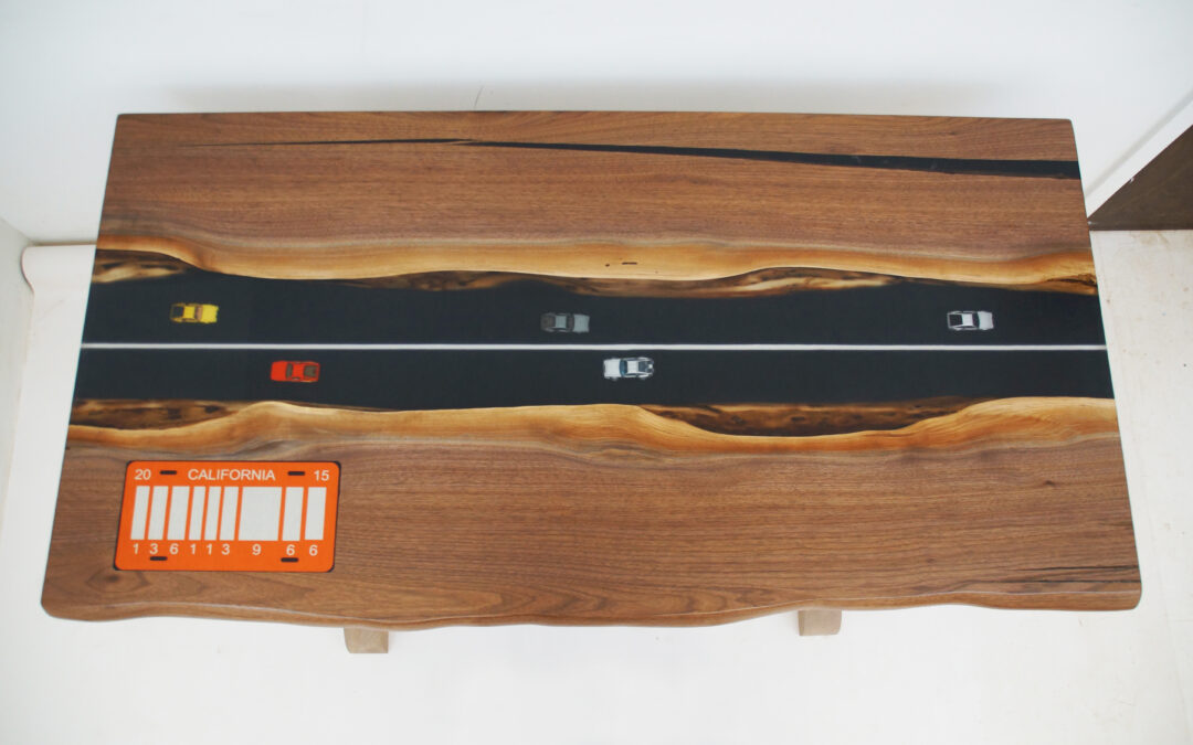 Small Walnut Table With Embedded Objects