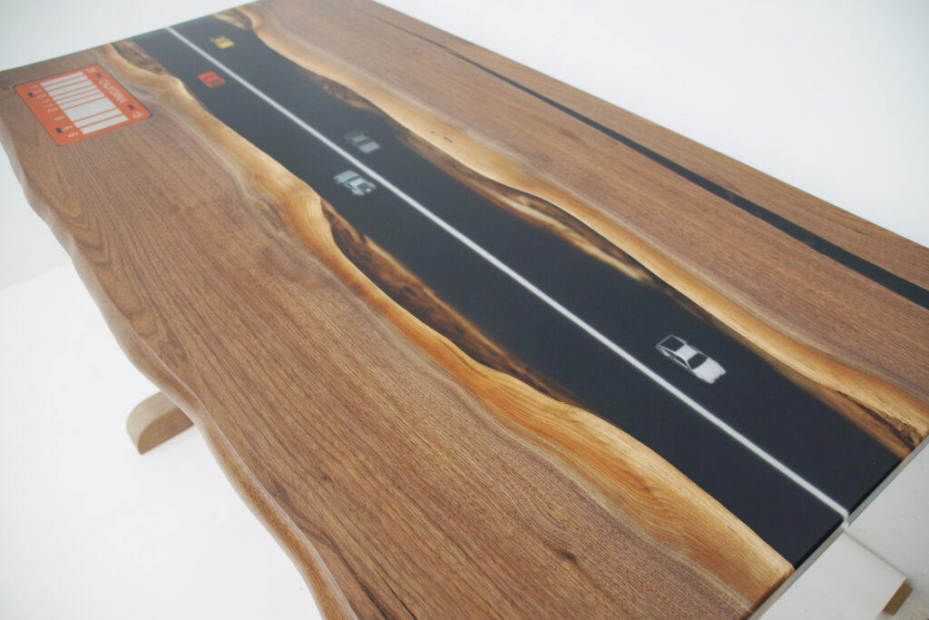http://Small%20Walnut%20River%20Table%20With%20Embeded%20Model%20Cars%20&%20License%20Plate%201774%205