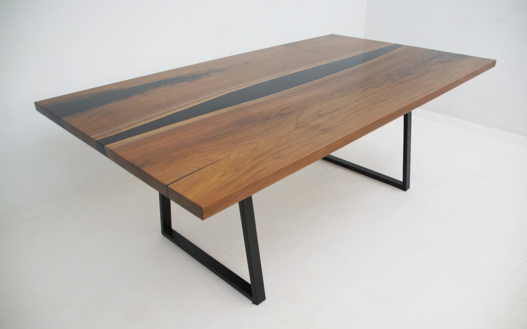 Walnut River Dining Table With Black Epoxy