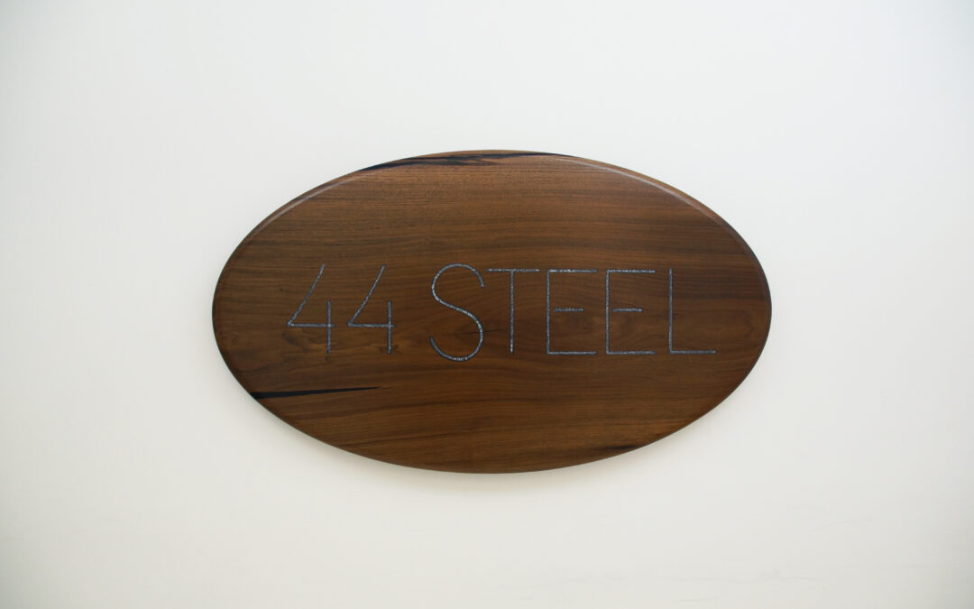 Oval Walnut Logo Sign