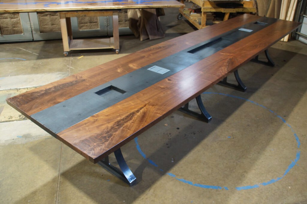 http://Walnut%20Conference%20Table%20With%20Steel%20Inlay%201794%201
