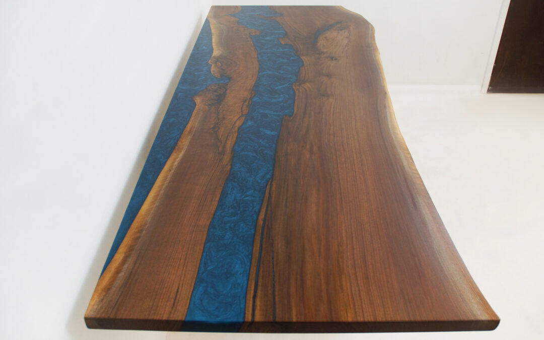 Walnut & Epoxy Live Edge Kitchen Island Top