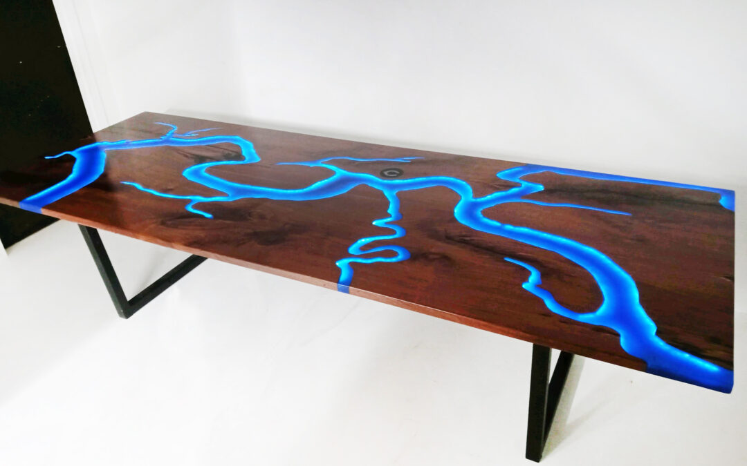 Ohio River CNC Conference Table With LED Lights