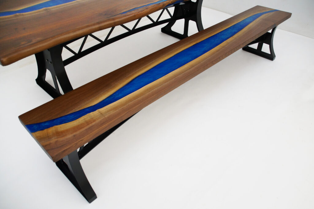 http://Live%20Edge%20Table%20&%20Bench%20Set%20With%20Blue%20Epoxy%20River%201833%205
