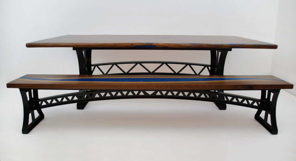 http://Live%20Edge%20Table%20&%20Bench%20Set%20With%20Blue%20Epoxy%20River%201833%203