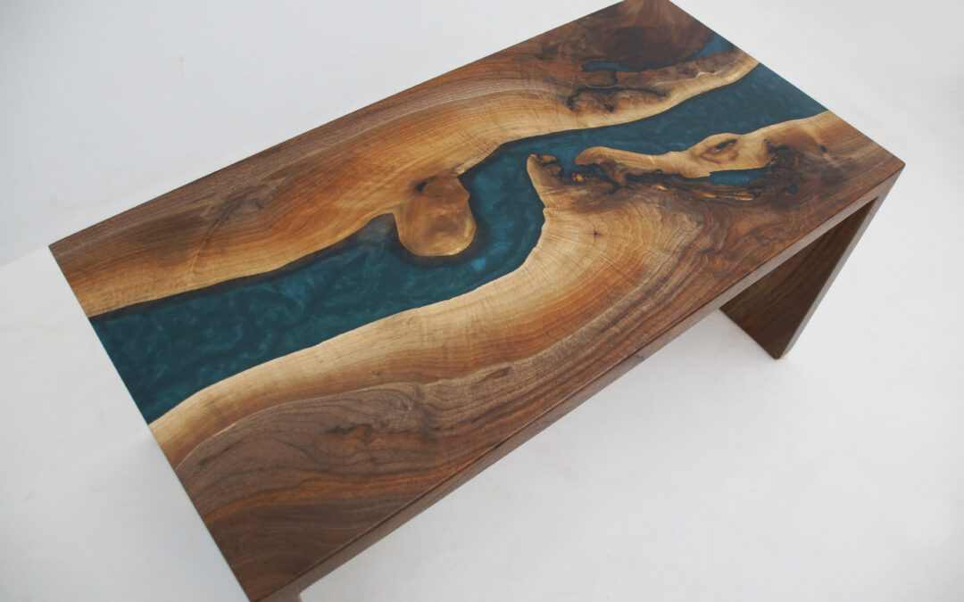 Double Waterfall Walnut Coffee Table