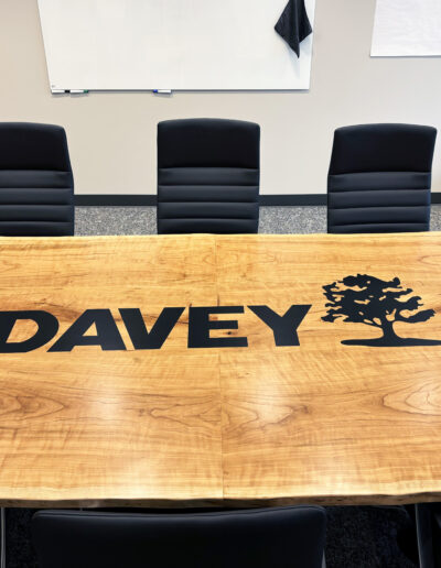 Live Edge Cherry Conference Table With CNC Logo 7