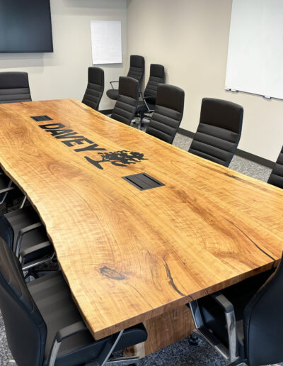 Live Edge Cherry Conference Table With CNC Logo 4
