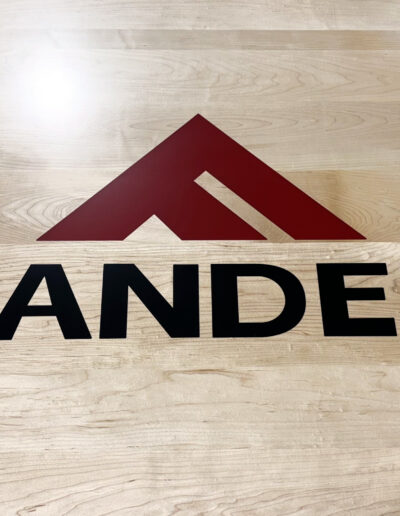 Matching Maple Conference Tables With Custom Logo 7