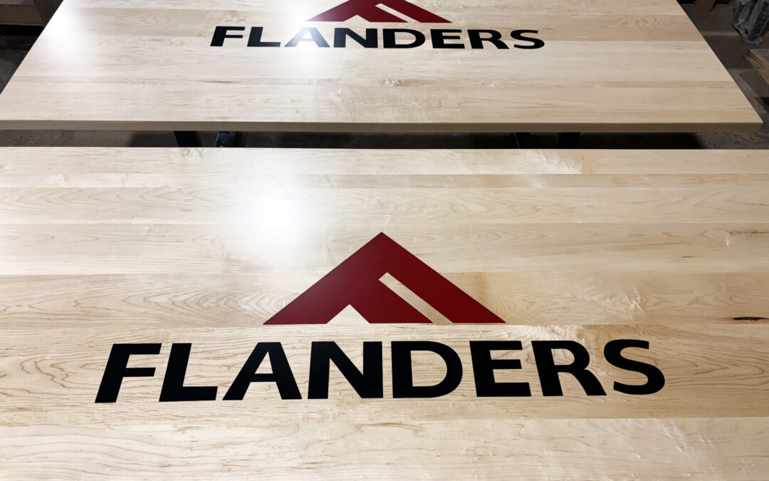 Matching Maple Conference Tables With Custom Logo