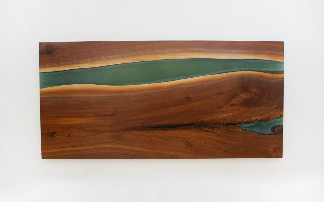 Epoxy River & Walnut Headboard