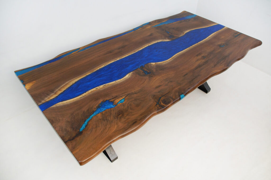 http://Live%20Edge%20Walnut%20Dining%20Table%20With%20Dual%20Blue%20Epoxy%201780%204