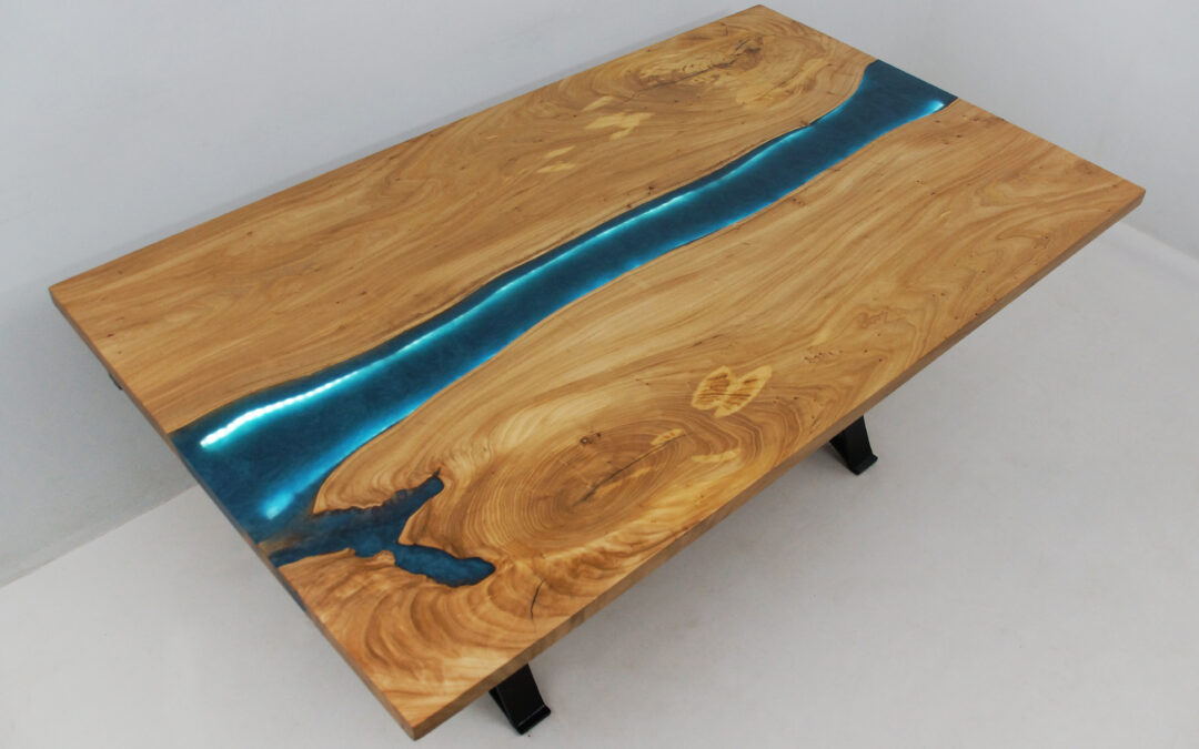 Elm Dining Table With LED Lights