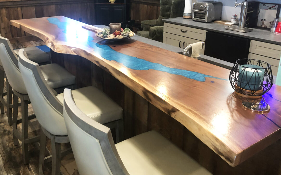Walnut Bar Top With Lake Chautauqua CNC