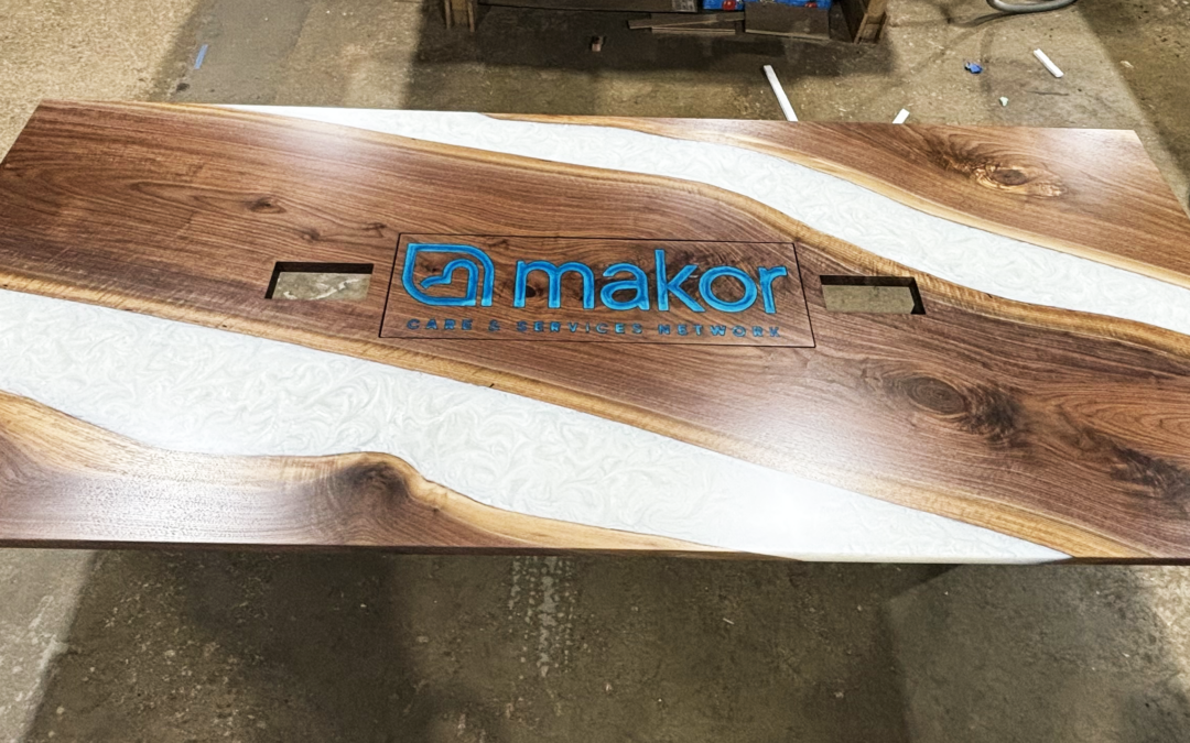 Conference Table With Inset Resin Logo