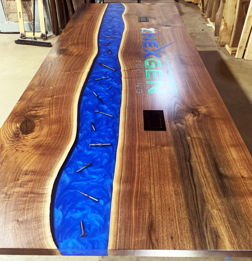 http://Walnut%20Conference%20Table%20With%20Embedded%20Drillbits%205