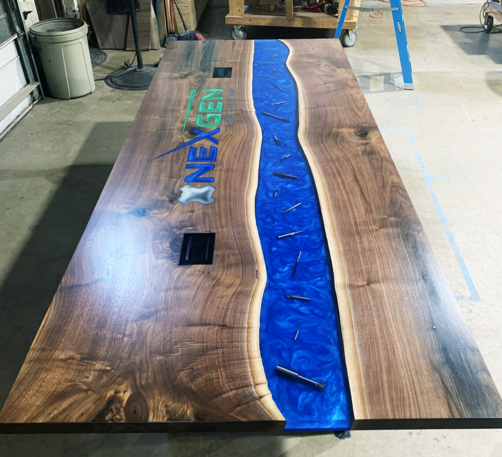 http://Walnut%20Conference%20Table%20With%20Embedded%20Drillbits%204