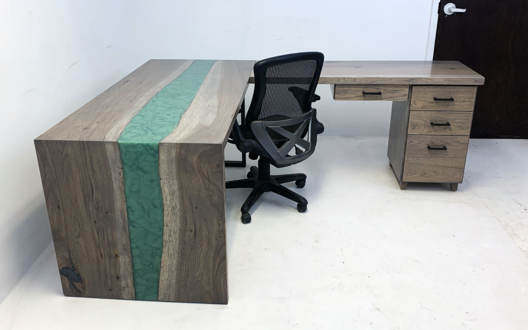 Stained Hickory L-Shaped Desk