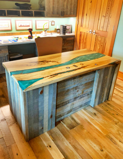 Hickory Waterfall Desk With Embedded Pins 1810 11