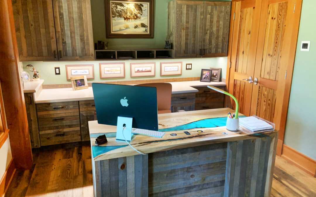 Hickory Waterfall Desk With Embedded Pins