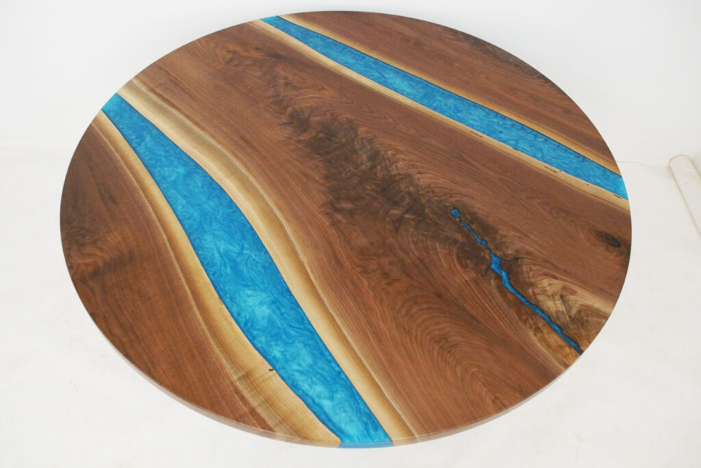 http://Round%20Walnut%20Kitchen%20Table%20With%20Blue%20Rivers%205
