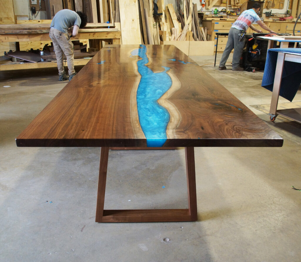 http://Walnut%20Conference%20Tables%20With%20Custom%20Blue%20Green%20Epoxy%202