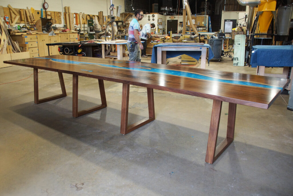 http://Walnut%20Conference%20Tables%20With%20Custom%20Blue%20Green%20Epoxy%201