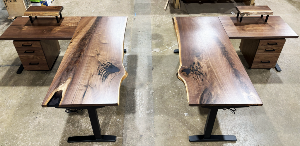 http://Matching%20Black%20Walnut%20And%20Resin%20Sit%20Stand%20Desks%201