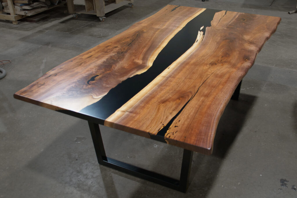 http://Live%20Edge%20Walnut%20River%20Table%20With%20Black%20Epoxy%201900%201