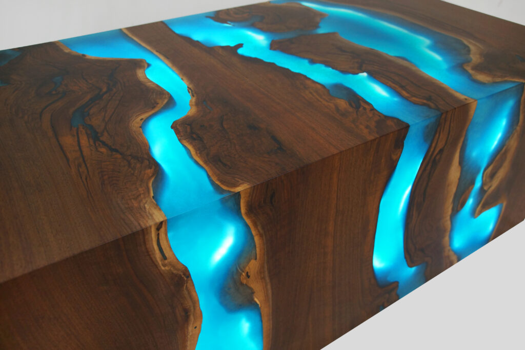 http://Walnut%20Waterfall%20Coffee%20Table%20With%20LED%20Lights%20&%20Blue%20Epoxy%201864%2011